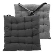 eoshop Vrtna sedežna blazina 40x40x5 cm, bombaž, svetlo/sivo temno siva, z vezalkami