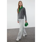 Trendyol Anthracite Polo Neck Color Blocked Knitwear Sweater