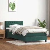 vidaXL vidaXL Box spring postelja z vzmetnico temno zelena 80x220 cm žamet, (21792544)