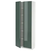 METOD Visoki element s policama, bela/Kallarp tamna sivozelena visokog sjaja, 80x37x200 cm