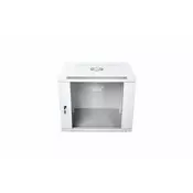 9U wall mounting cabinet 19 rack 600x450, glass door, mounted, 60kg, grey (RAL 7035)