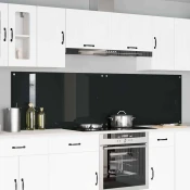vidaXL Zaščita za kuhinjo 2 pcs Črna 110 x 60 cm kaljeno steklo