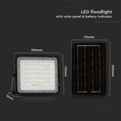 V-TAC LED reflektor s solarnim panelom 6W, 400lm, IP65, 5000mAh Farba svetla: Dnevna bela