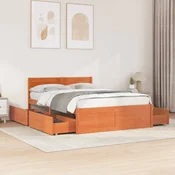 Posteljni okvir brez vzmetnice voščeno rjav 135x190 cm borovina