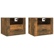 vidaXL vidaXL Stenska nočna omarica 2 kosa dimljen hrast 50x36x40 cm, (20734705)