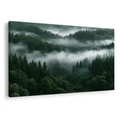 Slika meglen gorski gozd ob zori - 120x80