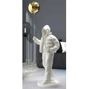 Casa Padrino luxury designer XXL decorative sculpture boy with balloon white/gold H. 68 cm - XXL resin decorative figure - Luxury designer decorative accessories - Luxury quality