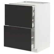 METOD / MAXIMERA Pod.orm.2front/2dnj/1srd/1vis.fiok, bela/Nickebo boja antracita, mat, 60x60 cm