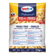 Pomfri Crincle Cut, valovit, hitra priprava, 2,5 kg, zm.
