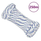 Vidaxl Vrv za čoln bela 5 mm 250 m polipropilen
