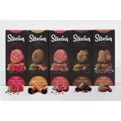 Stevian Integralni keks, Miks od 5 kutija, Stevian dark, Stevian malina, Stevian višnja, Stevian cimet, Stevian cokolada