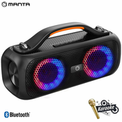 Manta Boombox SPK216 zvucnik, Bluetooth, 40W RMS, punjiva baterija, RGB LED, IPX5, USB, AUX, crni