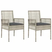 Vidaxl Vrtni Stol 2 szt. Svetlo siva 55 x 53 x 85 cm poli ratan