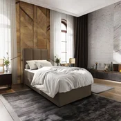Oblazinjena postelja boxspring MERALIS 100x200 cm rjava Vzmetnica: Vzmetnica Bonell