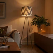 PR Home Stojna svetilka Base, zlato-bež, višina 123 cm, tekstil, E27 - Dnevna soba/jedilnica - Skandinavski - zlata, bež - Kovina