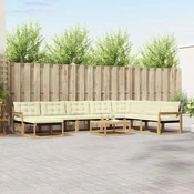 Set vanjskih sofa 9 pcs Bijela i krem Cvrsto drvo akacije