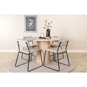 Venture Design Jedilna miza in komplet stolov, okrogla miza 110 cm, stoli 52x76x40 cm, bela, siva