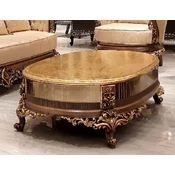 Casa Padrino luxury baroque coffee table antique gold/brown/gold - Oval solid wood living room table in baroque style - Living room furniture in baroque style - Baroque furniture