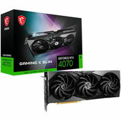 MSI Video Card Nvidia GeForce RTX 4070 GAMING X SLIM 12G (12GB GDDR6X/192bit, PCI Express Gen 4, 3xDP, 1xHDMI, Recommended PSU 650W), Black, Retail