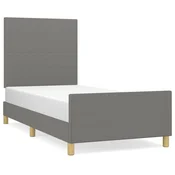 Vidaxl Posteljni okvir brez vzmetnice temno siv 90x200 cm blago