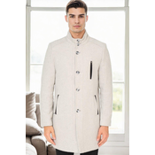 PLT9386 DEWBERRY MENS COAT-PRINT LIGHT GREY