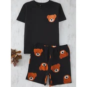 Trendyol Pižama konjak/črna/bela