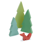 Drvene smreke Fir Tops Tender Leaf Toys tri vrste s lisicom