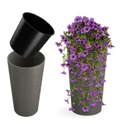 KADAX Cvetlični lonec, visok 47 cm z vstavkom, siv, primeren za dnevno sobo