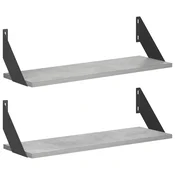 Vidaxl Stenske police 2 kos Betonsko siva 60 x 20 x 17 cm