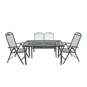 eoshop Vrtni komplet: kovinska miza 150x90 cm + 4 nastavljivi stoli, siva