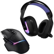 Logitech G brezžični komplet slušalk G522 Lightspeed in igralne miške G502 X Plus črne barve