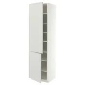 METOD Visoka omara s policami/2 vrata, bela/Aspudden svetlo siva, 60x60x220 cm