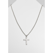 Necklace with diamond cross - silver color