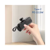 Power bank prenosiva baterija privezak 5000mAh Type C crna