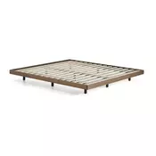 Rjava zakonska postelja iz masivne breze brez vzglavja z letvenim dnom 180x200 cm Norlen – Kave Home
