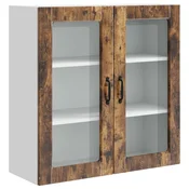 Vidaxl Stenski stekleni omarica PORTO Dimljeni oreh 80 x 31 x 80 cm