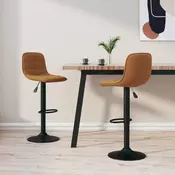 Vidaxl vidaXL Barski stoli, komplet 2 kosov, rjavi, oblazinjeni z žametom