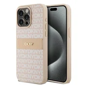 DKNY Etui DKNY Leather Mono Stripe & Metal Logo za iPhone 15 Pro Max - roza