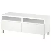 BESTA TV stalaža s fiokama, bela/Västerviken/Stubbarp bela, 120x42x48 cm