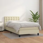Krevet s oprugama i madracem krem 90 x 200 cm od umjetne kože