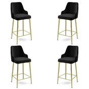 Hanah Home Set barskih stolica Enox, 4 komada, Crno-zlatni
