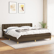 Greatstore Box spring postelja z vzmetnico temno rjav 200x200 cm blago