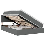 Vidaxl LED Postelja za Shranjevanje z Blazino Temno siva 140 x 190 cm