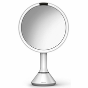 Simplehuman kozmeticko ogledalo sa senzorom na dodir, DUAL LED osvjetljenje, 5x povecanje, punjenje, bijeli celik
