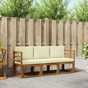 Set vanjskih sofa s jastukom 3 pcs Prirodna i krem