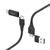 HAMA multifunkcionalni kabel za punjenje 4 u 1, USB-C i USB-A - USB-C i Micro-USB, 1,5 m,