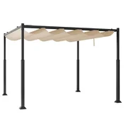 Costway Zunanja pergola 3M x 3M bež z izvlečno streho