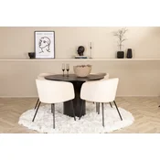 Venture Design Jedilna miza in komplet stolov Bianca okrogla miza in 4 stoli Berit 110x75 cm črna bež