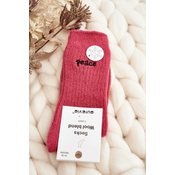 Womens warm socks with pink lettering