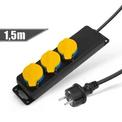 Delight vanjska produžna kabel 3 uticnice 220V, 1,5 m, crna (20223C)
